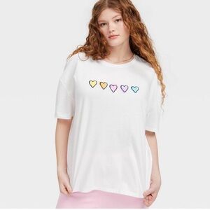Roller Rabbit White Tee with Colorful Hearts